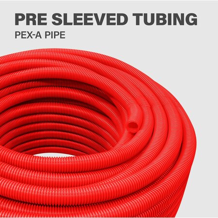 Everflow HDPE Corrugated Pre-Sleeved Insulated PEX-A tubing 1/2'' x 300 Ft. Red ZPSPS34522